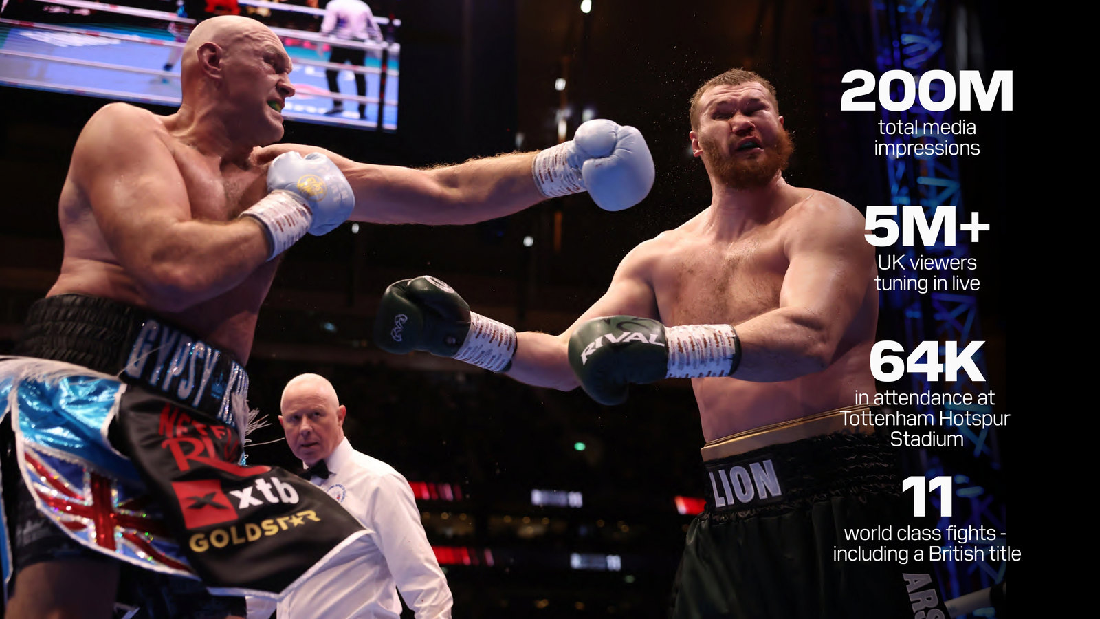 Tyson Fury landing a jab on Arslanbek Makhmudov
